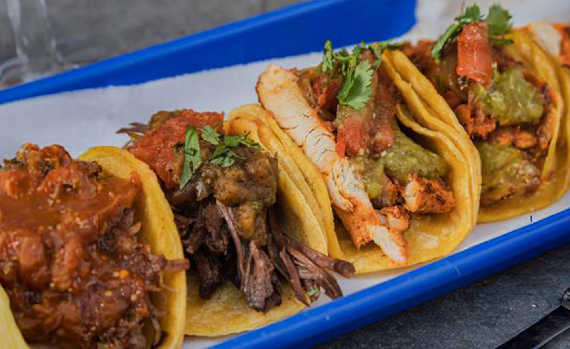 Hero5_OC Mexican Cocina 3 STREET TACO PLATE GLUTEN FREE/ VEGETARIAN FRIENDLY Pickled Red Onions. Cilantro. Served with Spanish Rice & Peruvian Beans. Only ONE Choice of Meat: Achiote Chicken, Carnitas. Al Pastor or Grilled Veggies. Add Short Rib $5